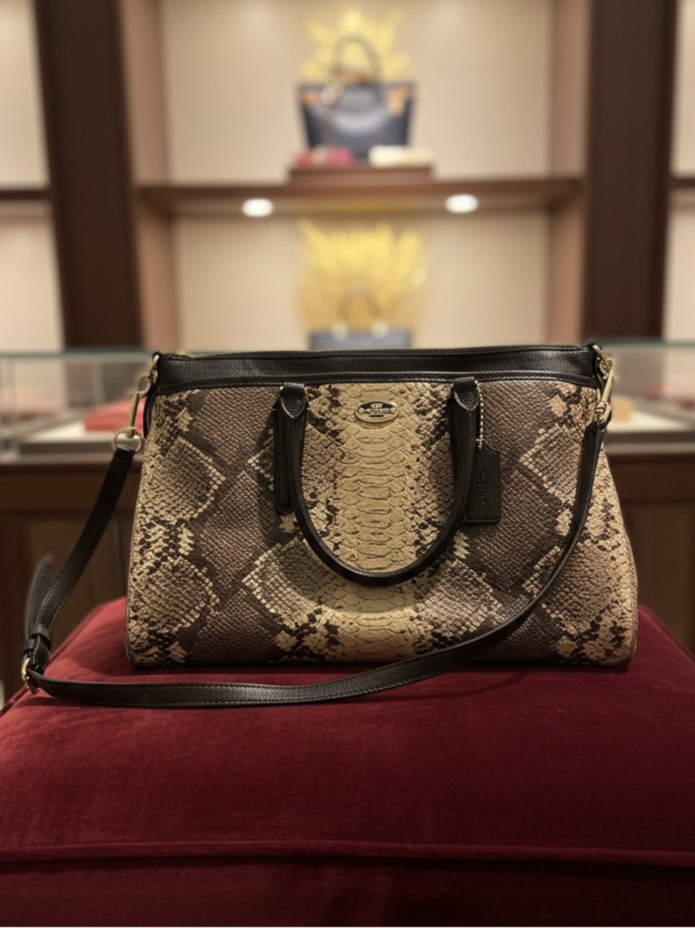 Coach Morgan Satchel in python embossed leather